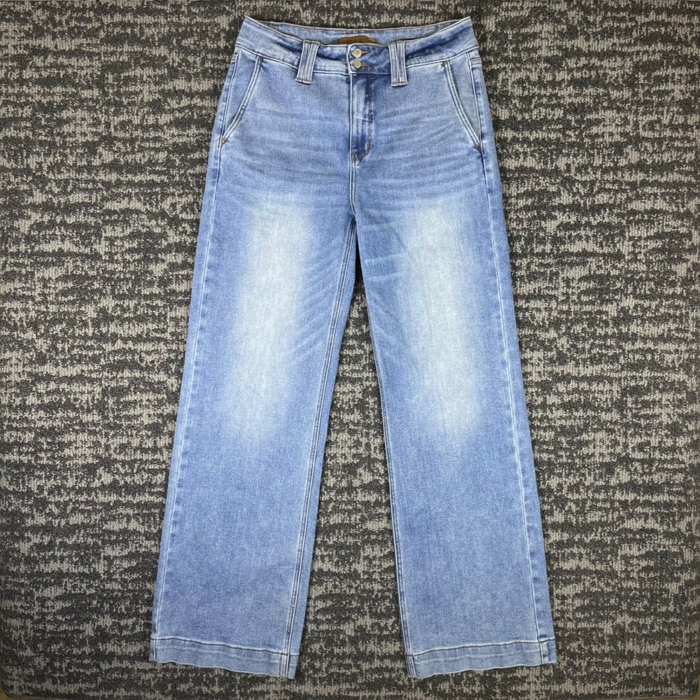 Judy Blue Wide Leg Jeans Womens 9/29 Light Blue JB88942 LT Stretch High Rise